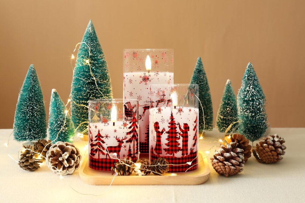 Eywamage Grey Glass Flameless Candles with Remote Battery Operated Flickering LED Pillar Candles Real Wax Wick Φ 3 H 4 5 6